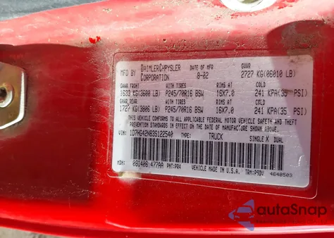 2003 Dodge Dakota Slt z USA, uszkodzony, nr VIN 1D7HG42N83S122540